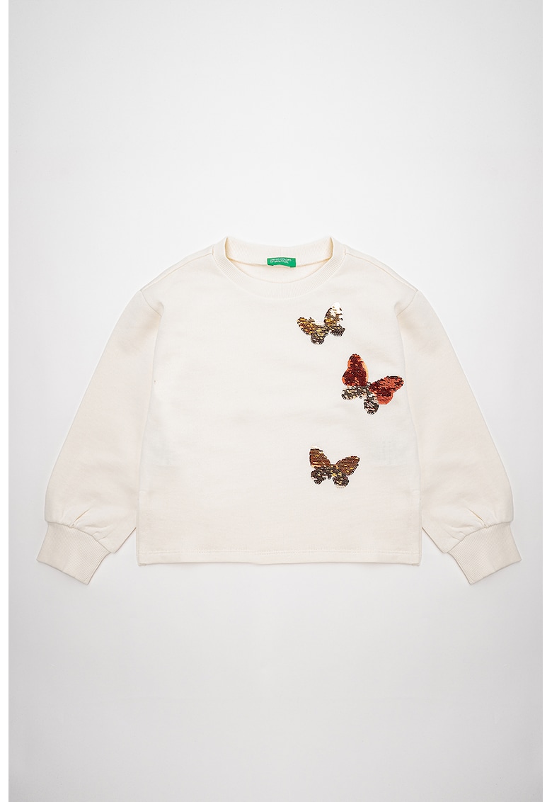 Bluza sport din bumbac cu inimi din paiete