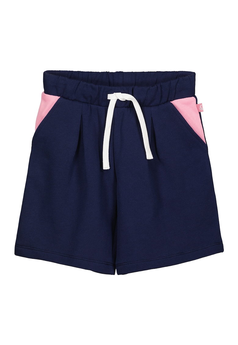 Pantaloni scurti de bumbac cu buzunare laterale - Roz/Bleumarin