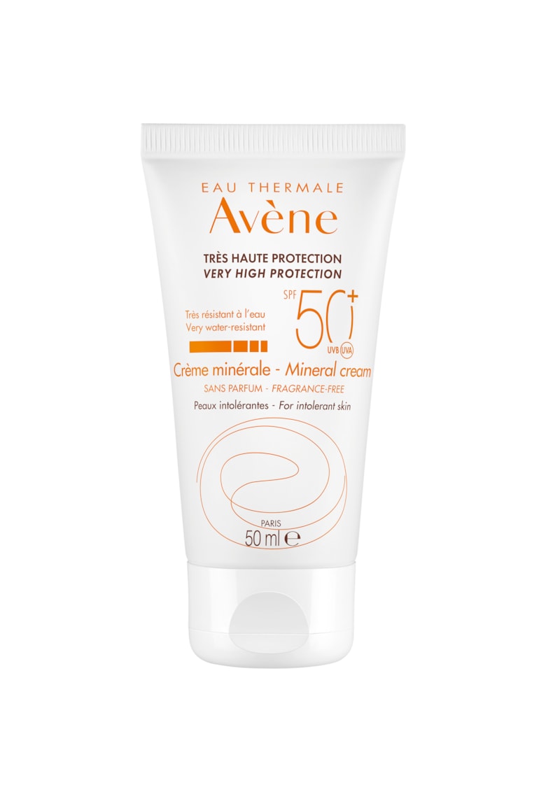 Crema de fata minerala cu protectie solara SPF 50+ pentru piele intoleranta - 50 ml