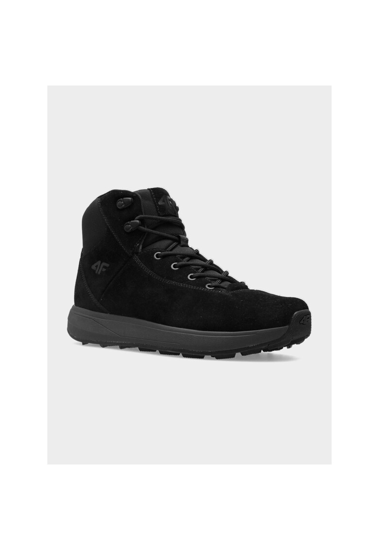 Bocanci sport barbati - Piele intoarsa - Negru - Negru