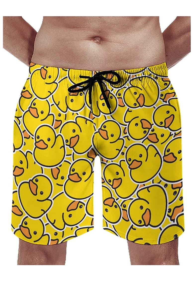 Pantaloni scurti de baie tip sort - barbati - imprimeu ratusca jucausa crazy duck - uscare rapida - EFAYN