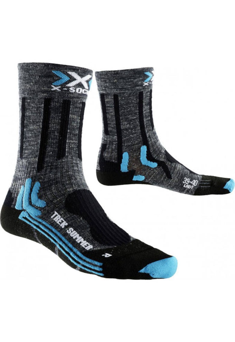 Sosete de trekking de vara - Poliamida - Gri/Negru -