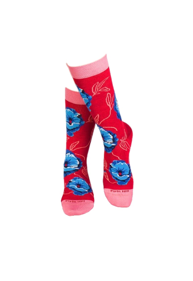 Sosete bambus FINE BAMBOO Flowers RED