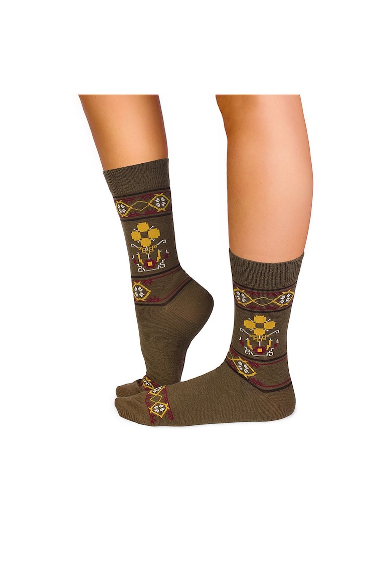 Sosete lana merino Ethno Fine Light Brown -