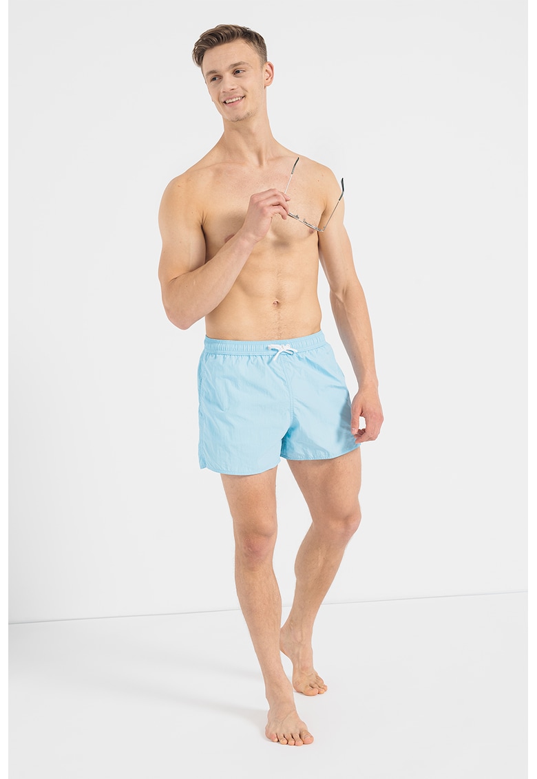 Pantaloni scurti de baie cu snur in talie - Albastru glaciar
