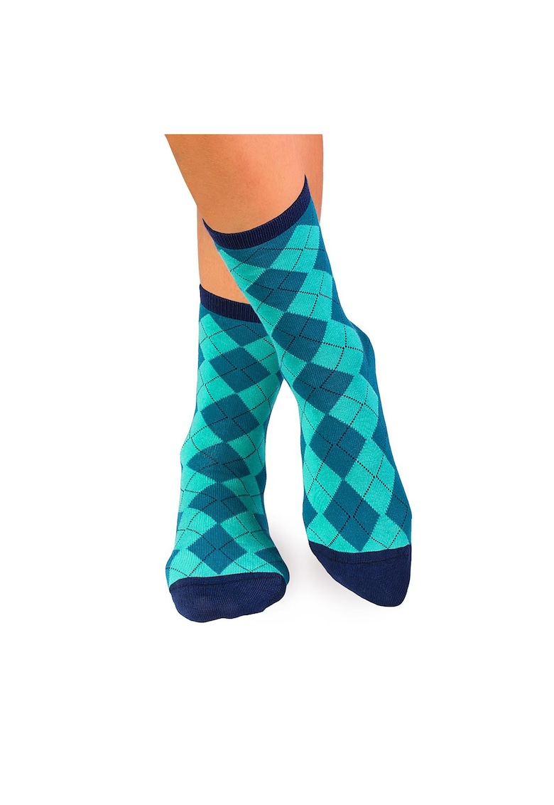 Sosete bambus - COMFORT FEET Argyle Petrol Turcoaz