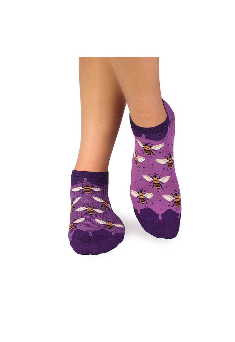 Sosete scurte bambus - FINE BAMBOO Sneaker Bees - Purple