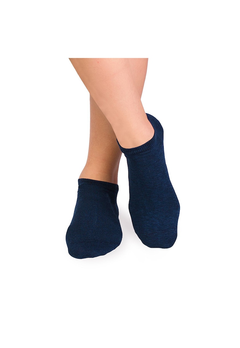 Sosete scurte din in si bumbac - LINEN SNEAKER SOCKS Albastru inchis