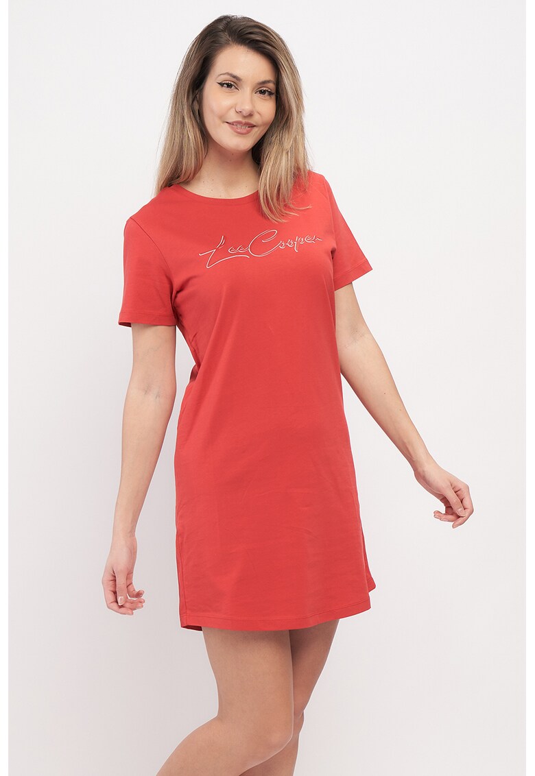 Rochie cu maneci scurte si imprimeu logo