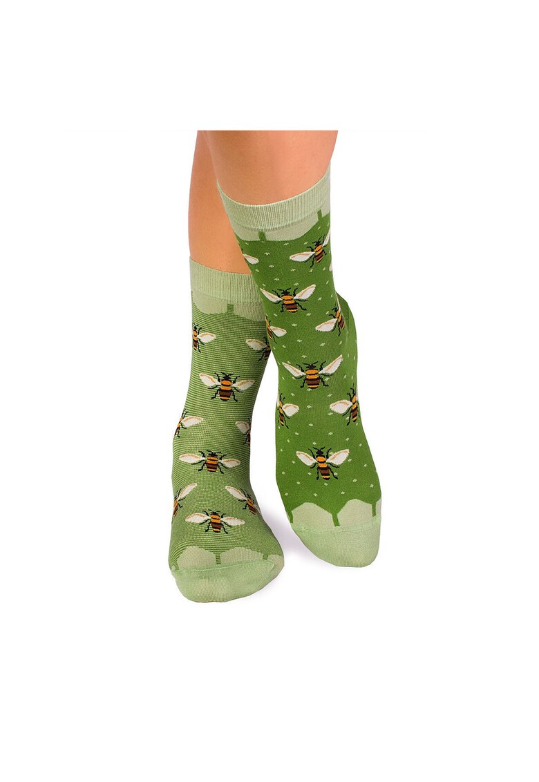 Sosete bambus FINE BAMBOO Bees - Verde