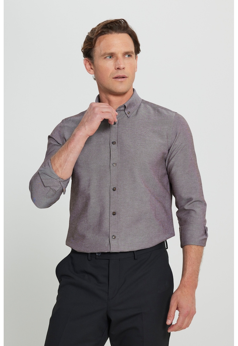 Camasa slim fit din amestec de bumbac