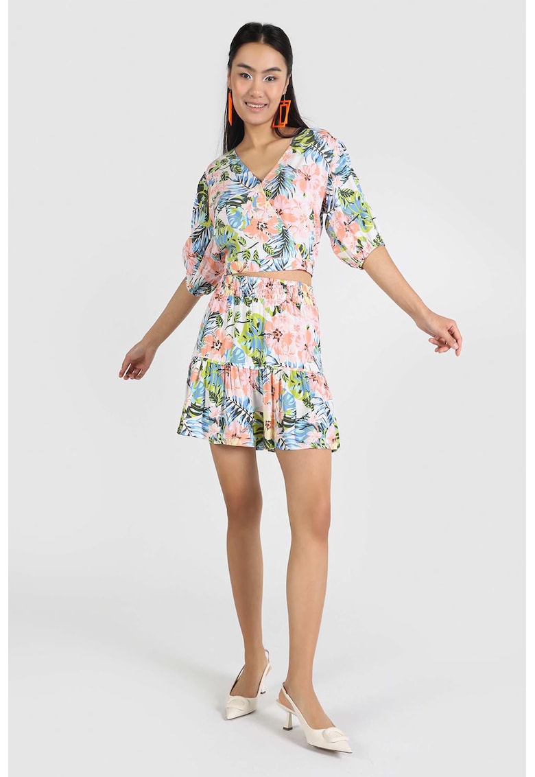 Fusta mini stratificata cu model floral Fusta mini stratificata cu model floral