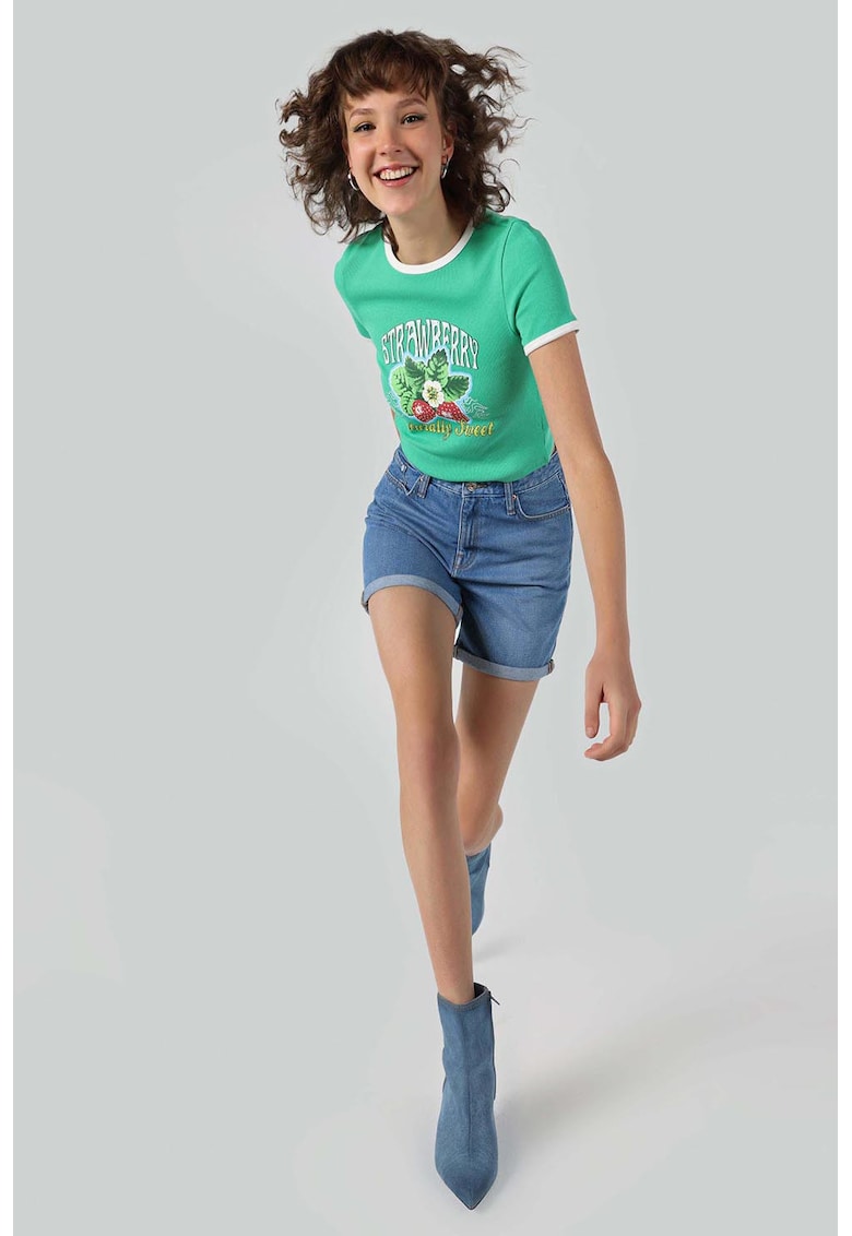 Pantaloni scurti din denim cu talie inalta