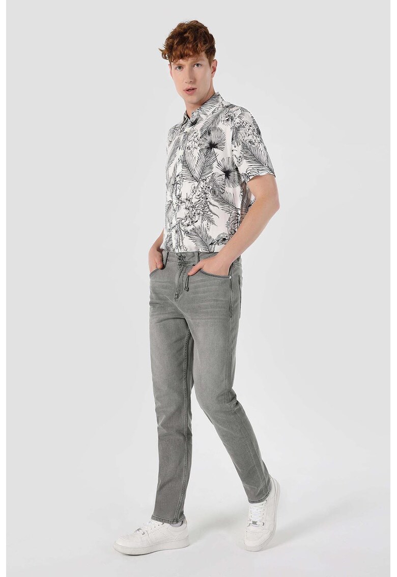 Blugi regular-fit cu talie medie - Gri inchis