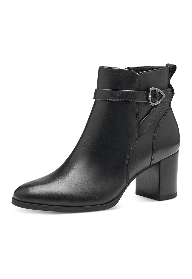 Botine din piele cu toc masiv