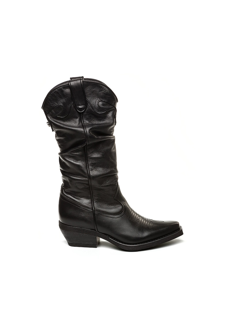 Cizme western mid-calf de piele