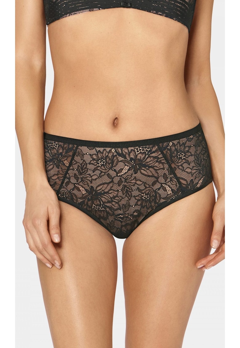 Chiloti hipster cu insertii de dantela Amourette Charm - Negru