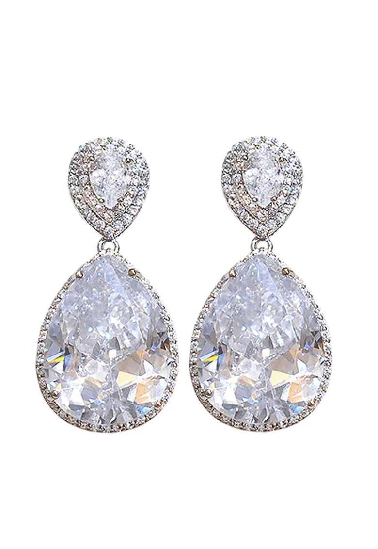 Cercei argintii - forma de lacrima - cu pietre din zirconiu - Aleksei C14