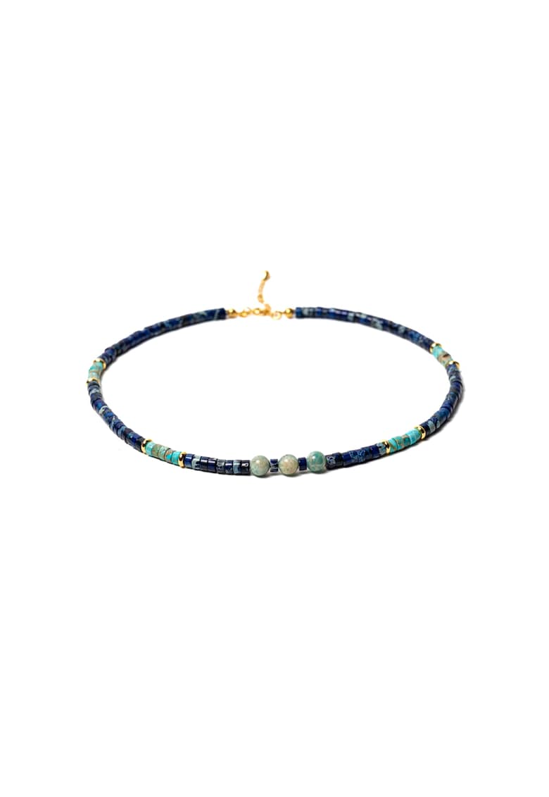 Colier choker din pietre naturale de Sediment de Jasp - inchidere din Argint 925 placat cu Aur 14K