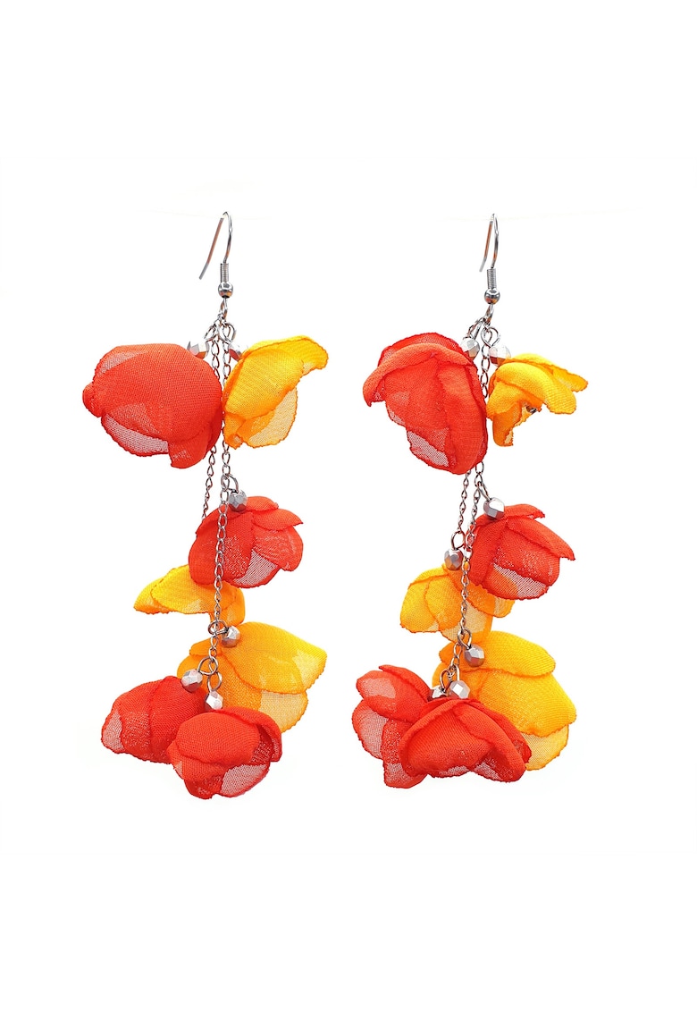 Cercei foarte lungi - Zia Fashion - voal - Portocaliu deschis/Portocaliu inchis