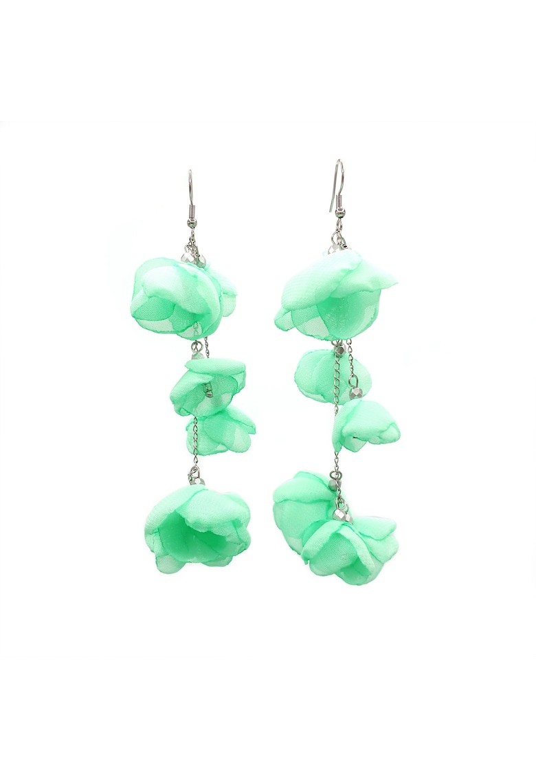 Cercei foarte lungi - Zia Fashion - voal - Verde menta deschis