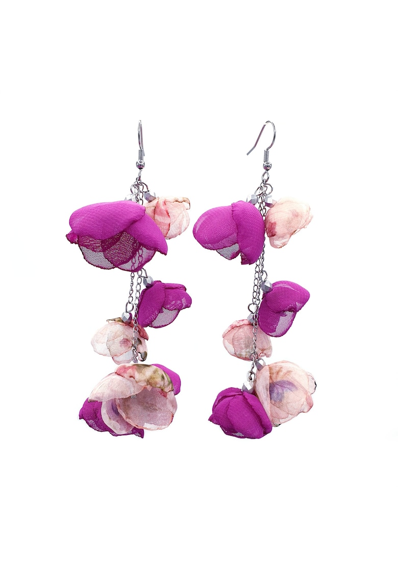 Cercei foarte lungi - Zia Fashion - voal - Roz/Magenta