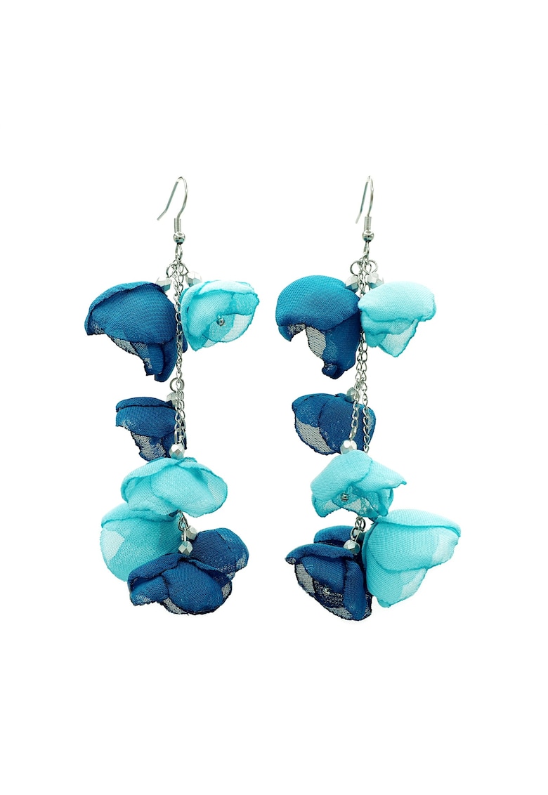 Cercei foarte lungi - Zia Fashion - voal - Turcoaz/Albastru
