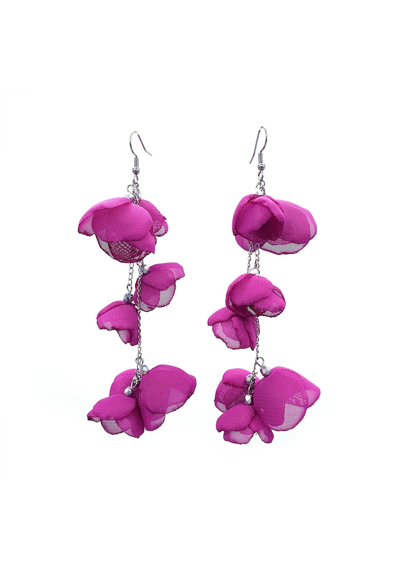 Cercei foarte lungi - Zia Fashion - voal - Magenta