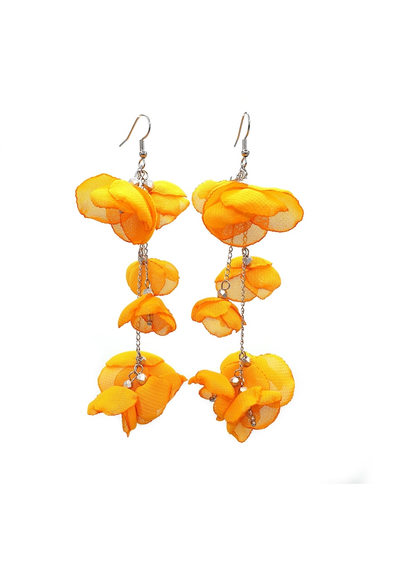 Cercei foarte lungi - Zia Fashion - voal - Portocaliu