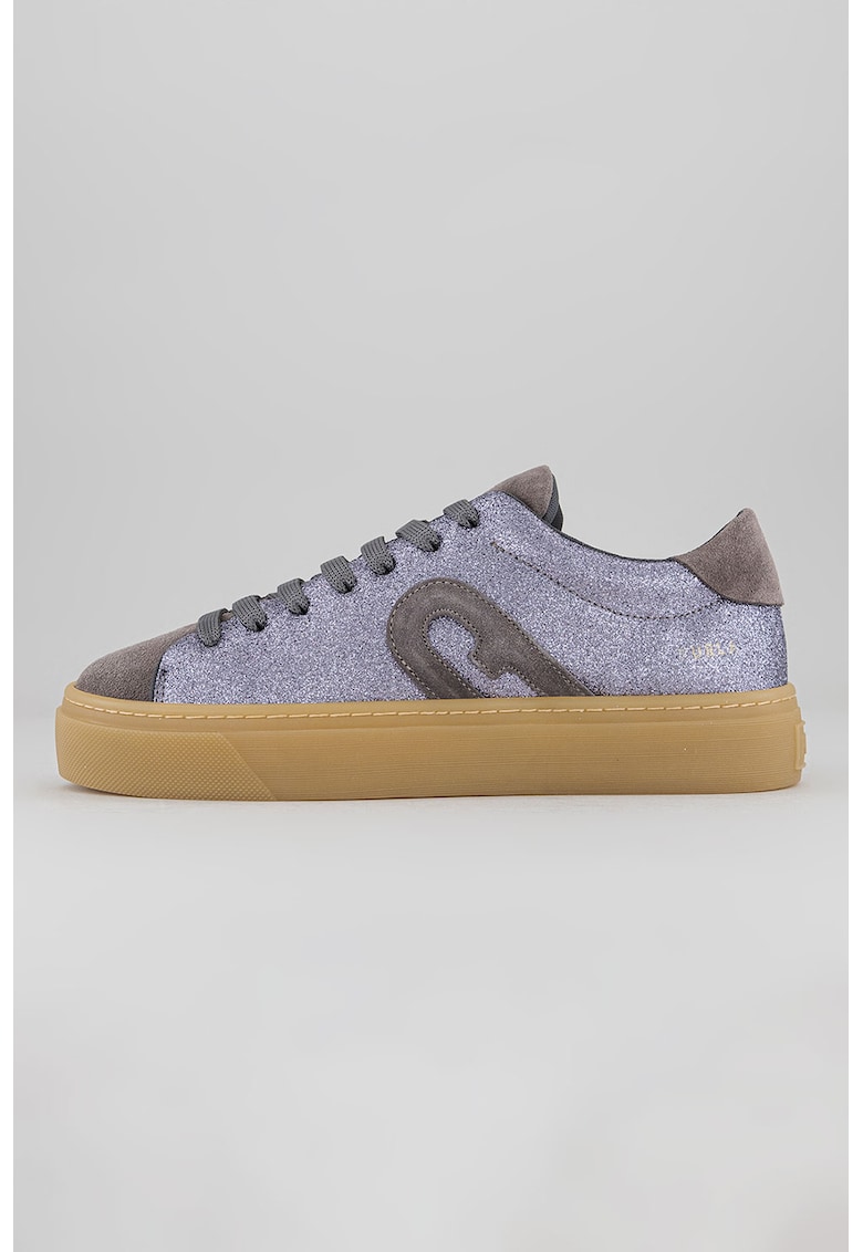 Pantofi sport stralucitori cu insertii de piele intoarsa Joy