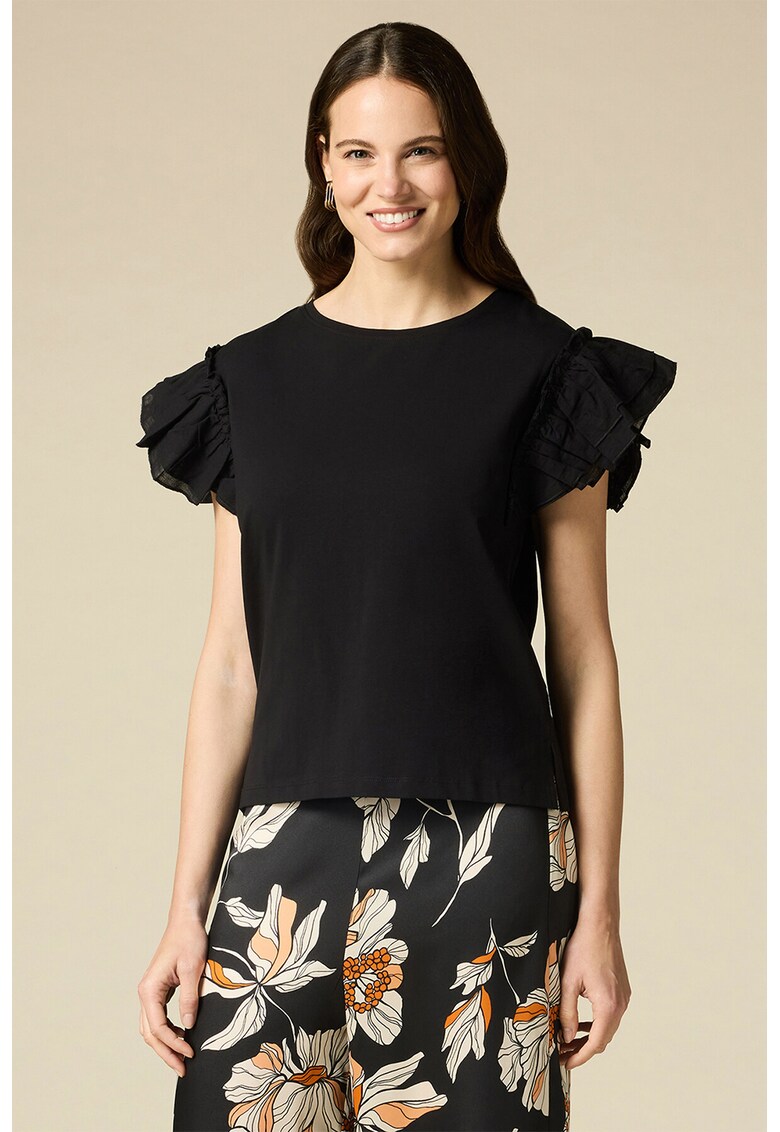 Bluza din amestec de bumbac cu volane