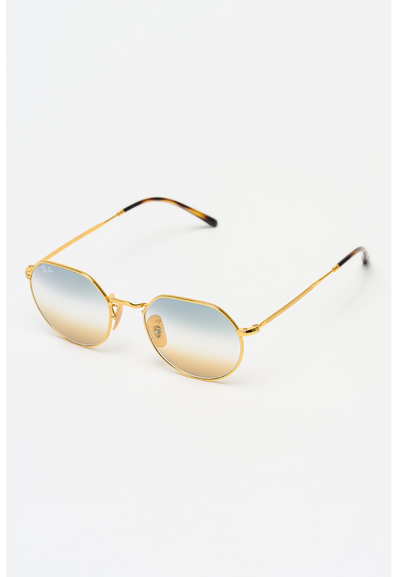 Ochelari de soare rotunzi unisex cu rama metalica - Auriu/Maro