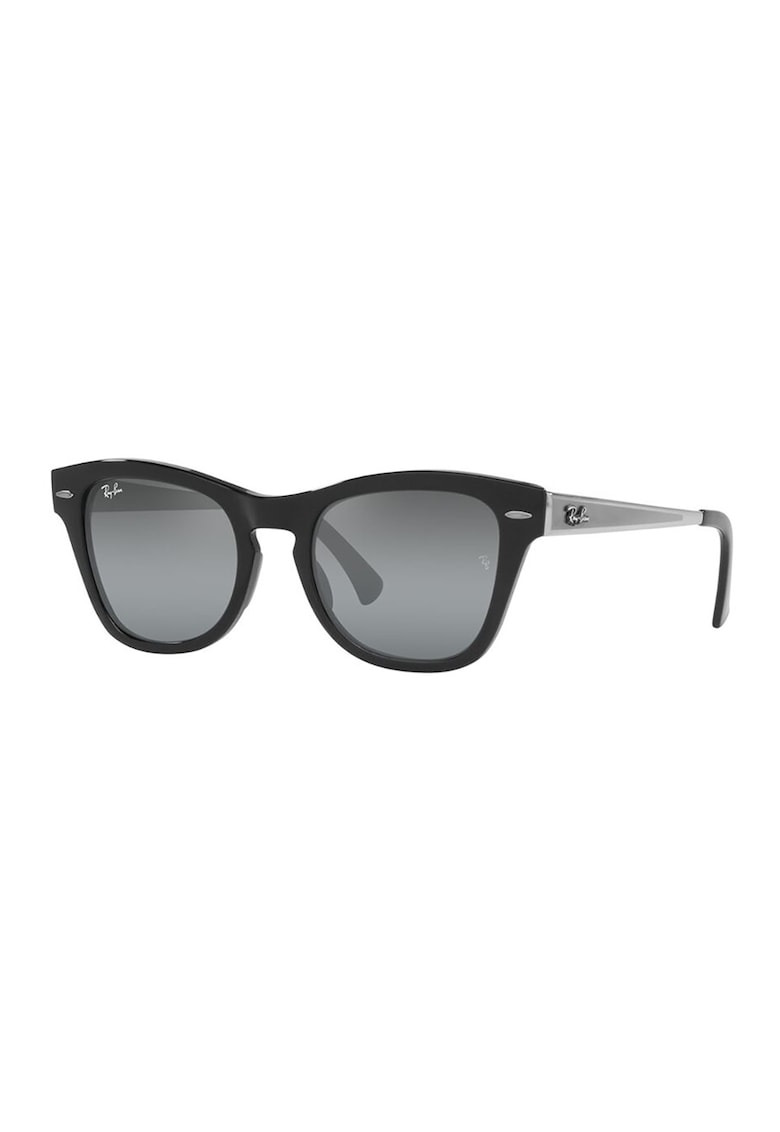 Ochelari de soare wayfarer unisex cu logo - Negru/Argintiu
