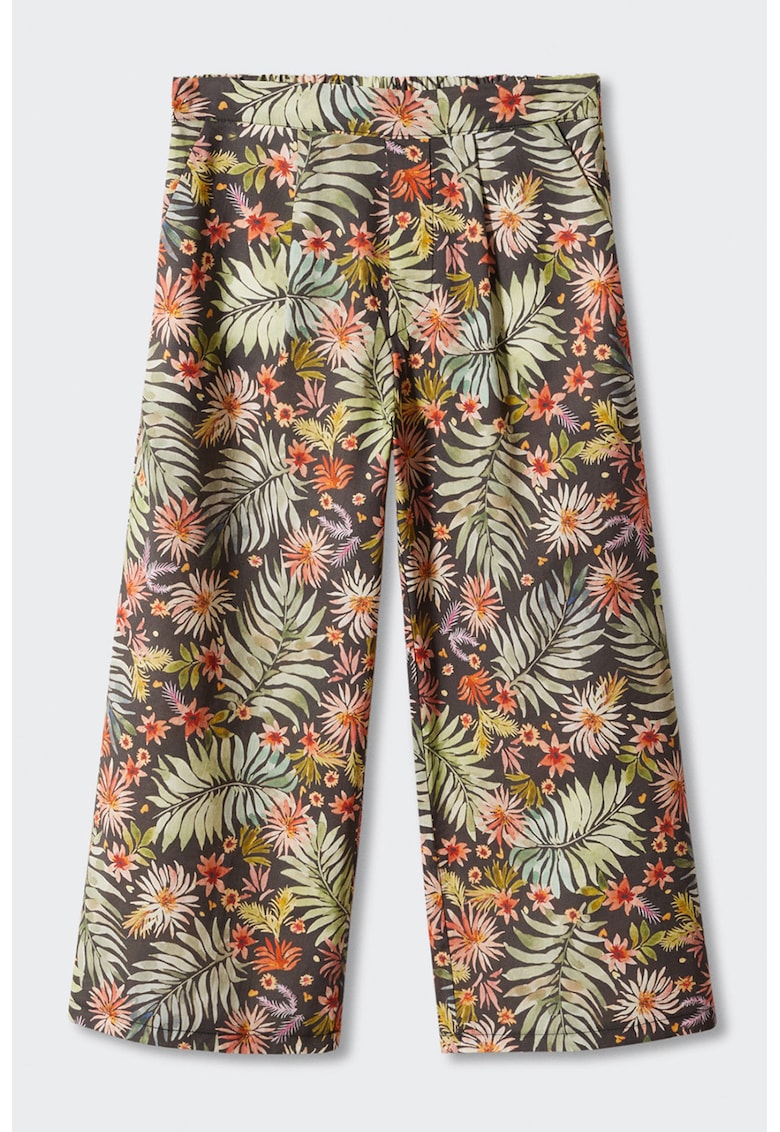 Pantaloni cu croiala ampla si model tropical Hawii