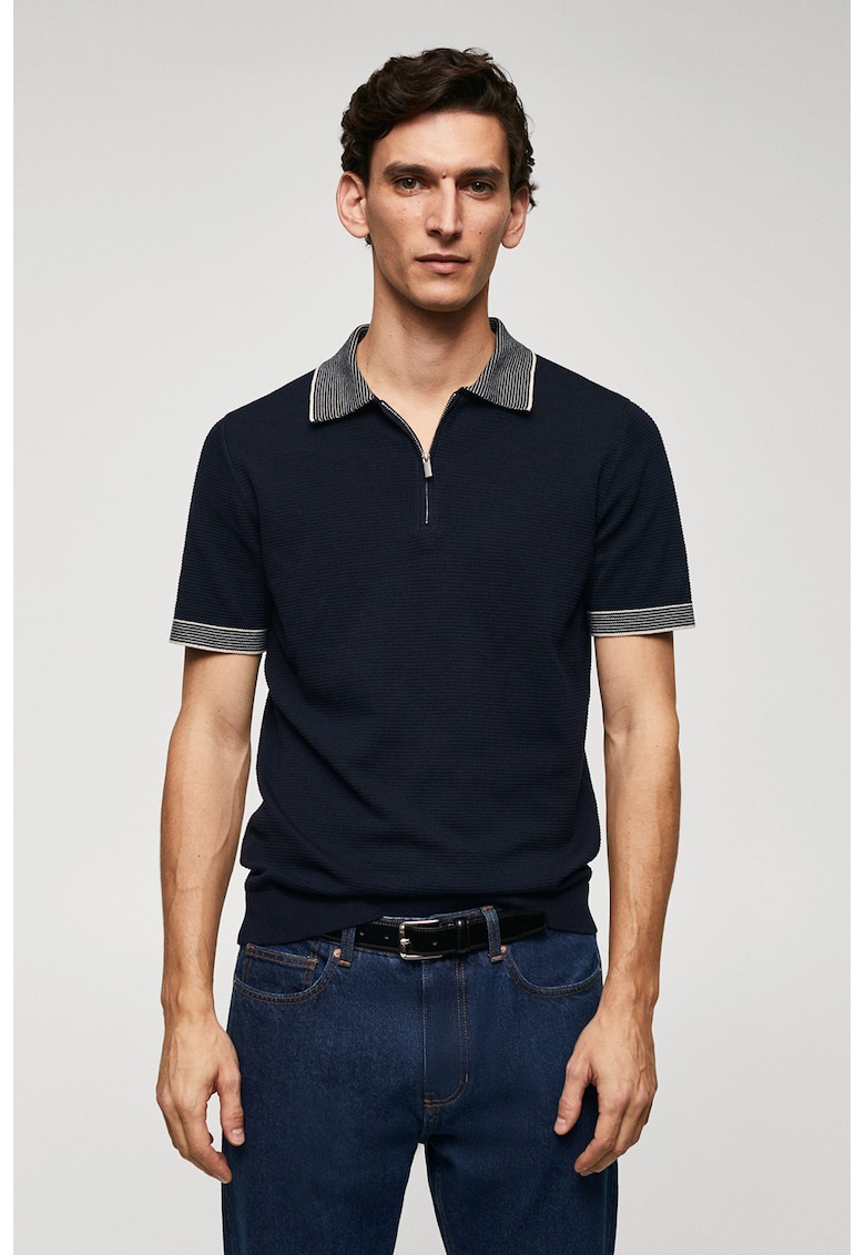 Tricou polo cu fenta cu fermoar Punto