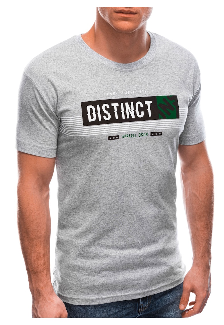 Tricou cu imprimeu S1768 - Pentru barbati - Bumbac - Gri