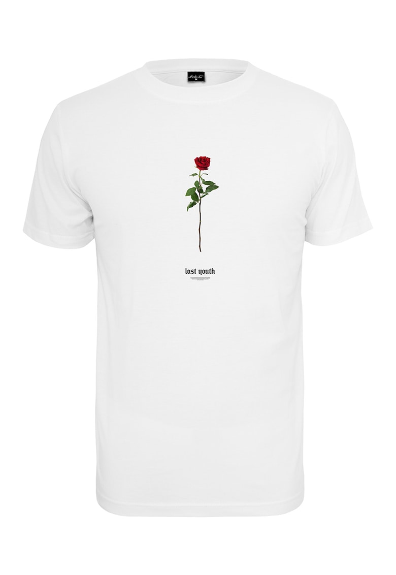Tricou de bumbac cu decolteu la baza gatului - Alb