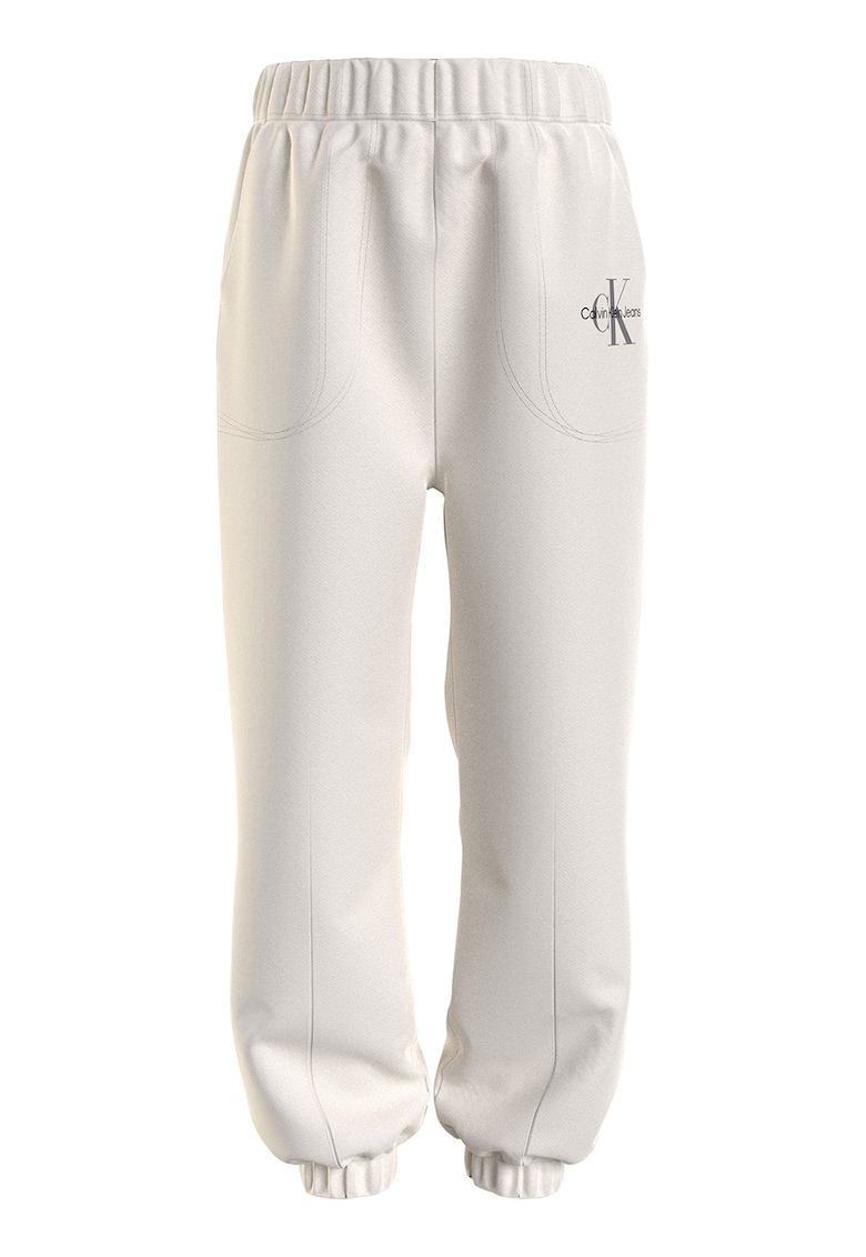 Pantaloni sport din amestec de bumbac organic cu detaliu logo