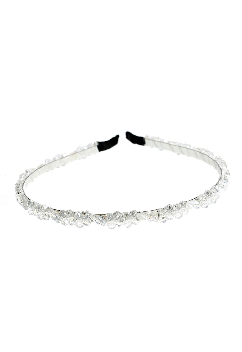 Bentita argintie cu pietre stralucitoare albe