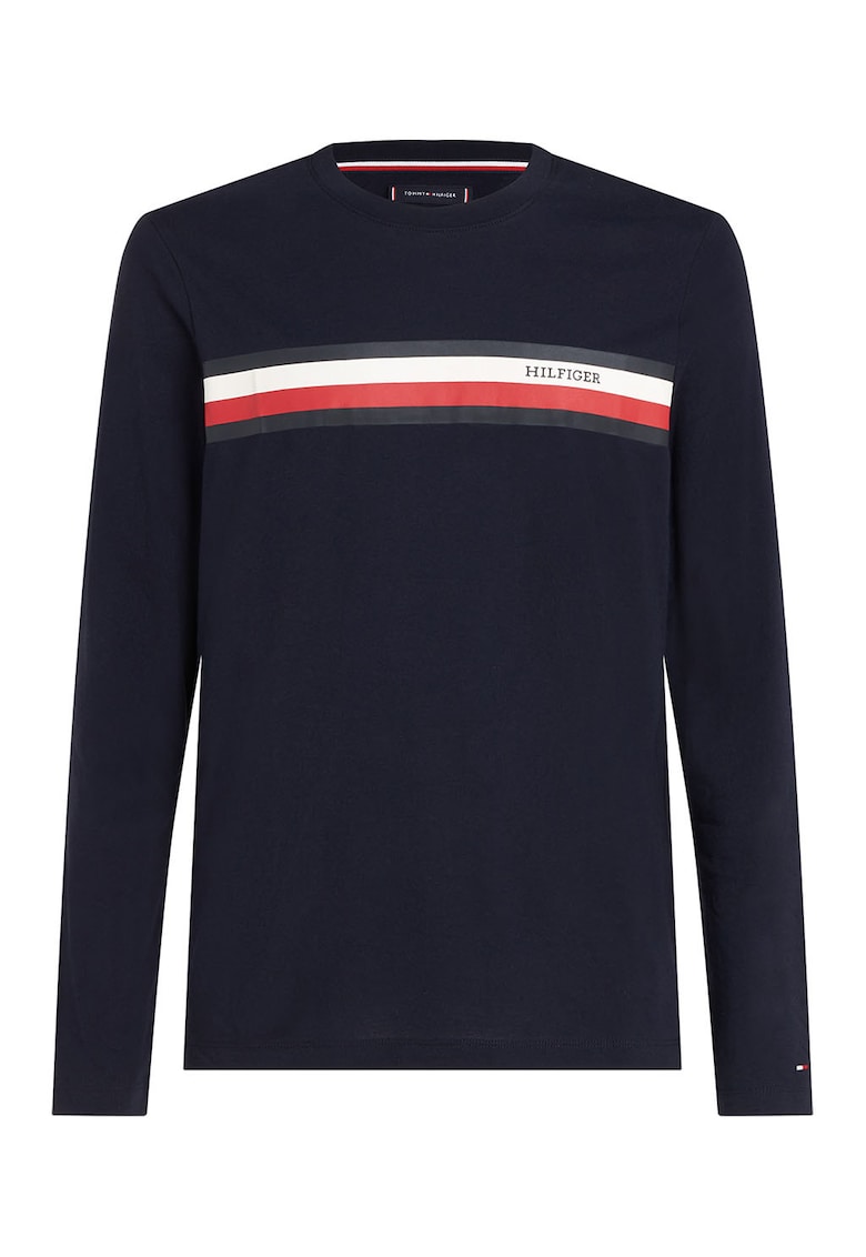 Bluza slim fit de bumbac organic - Rosu/Alb/Bleumarin