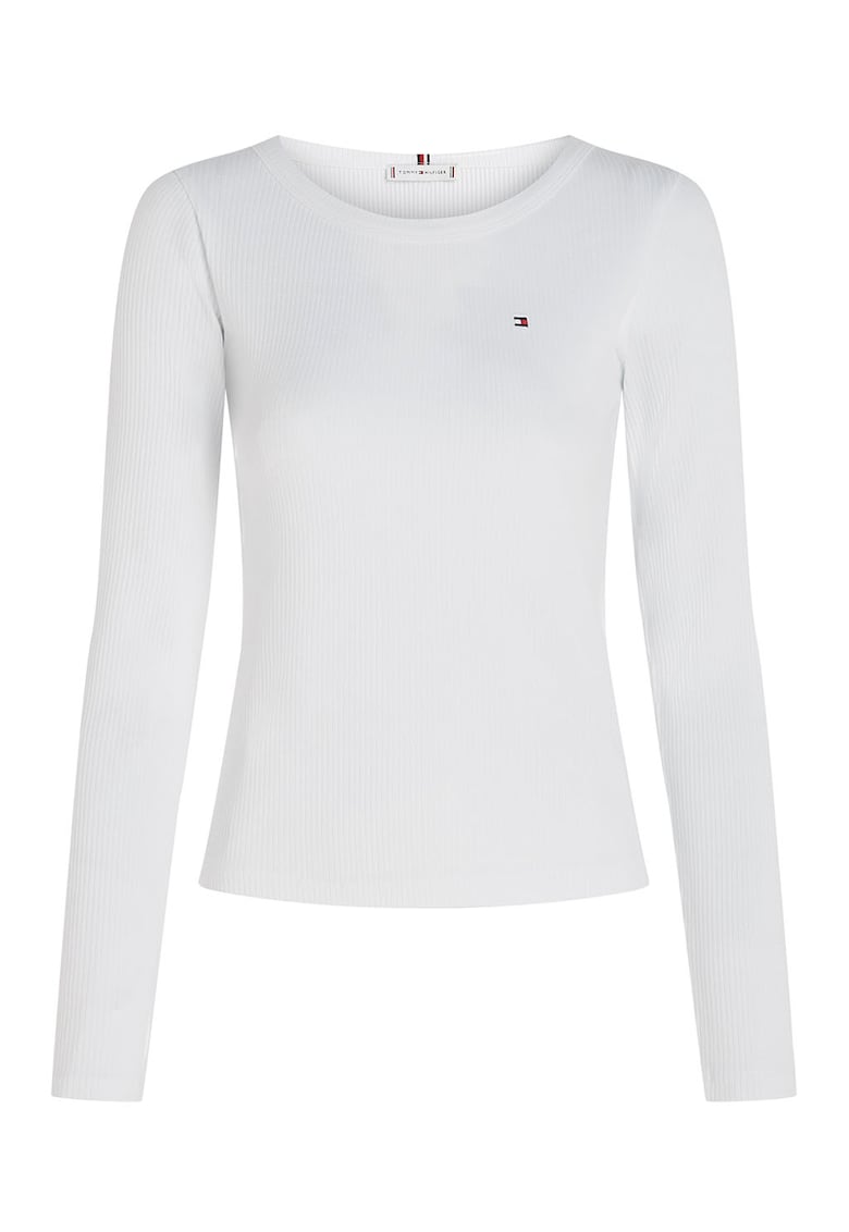 Bluza striata cu maneci lungi - Alb