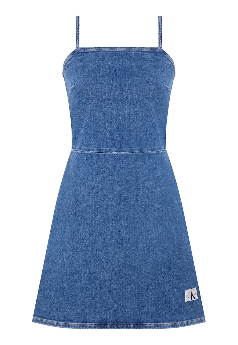 Rochie de denim cu aplicatie logo