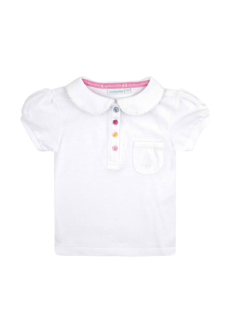 Tricou polo alb din amestec de lana