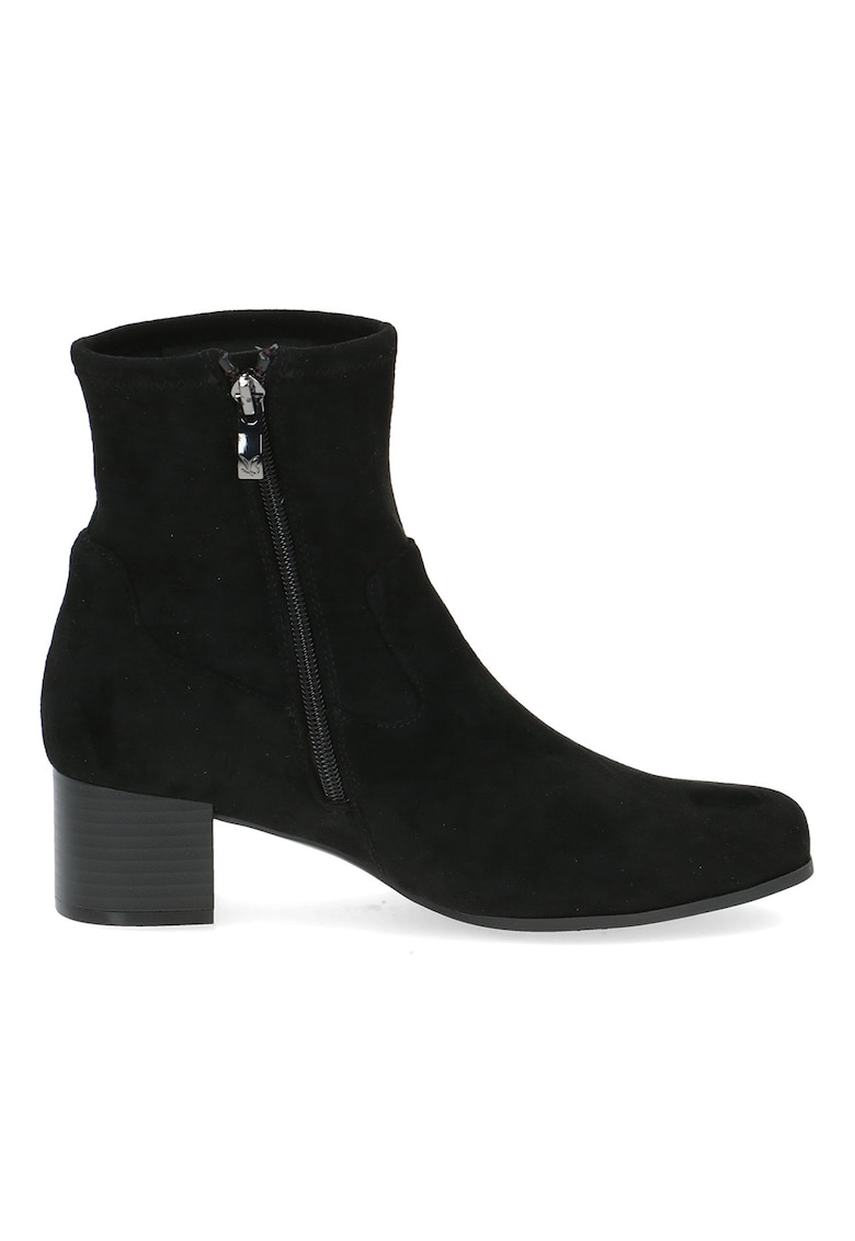 Botine din piele intoarsa sintetica - Negru