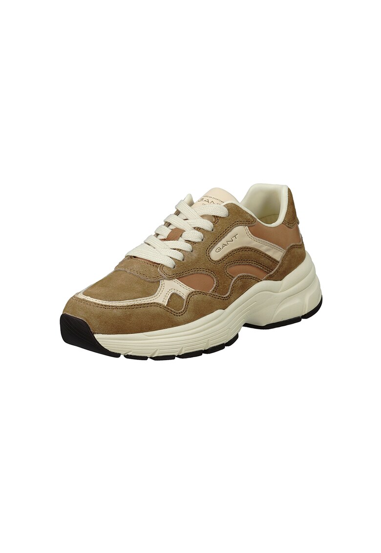 Pantofi sport cu detalii de piele nabuc