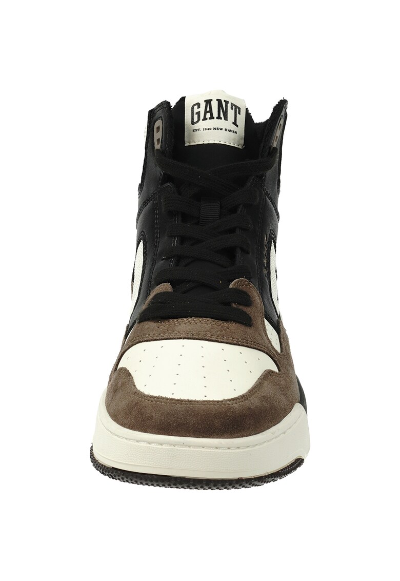 Pantofi sport mid-high de piele si piele intoarsa