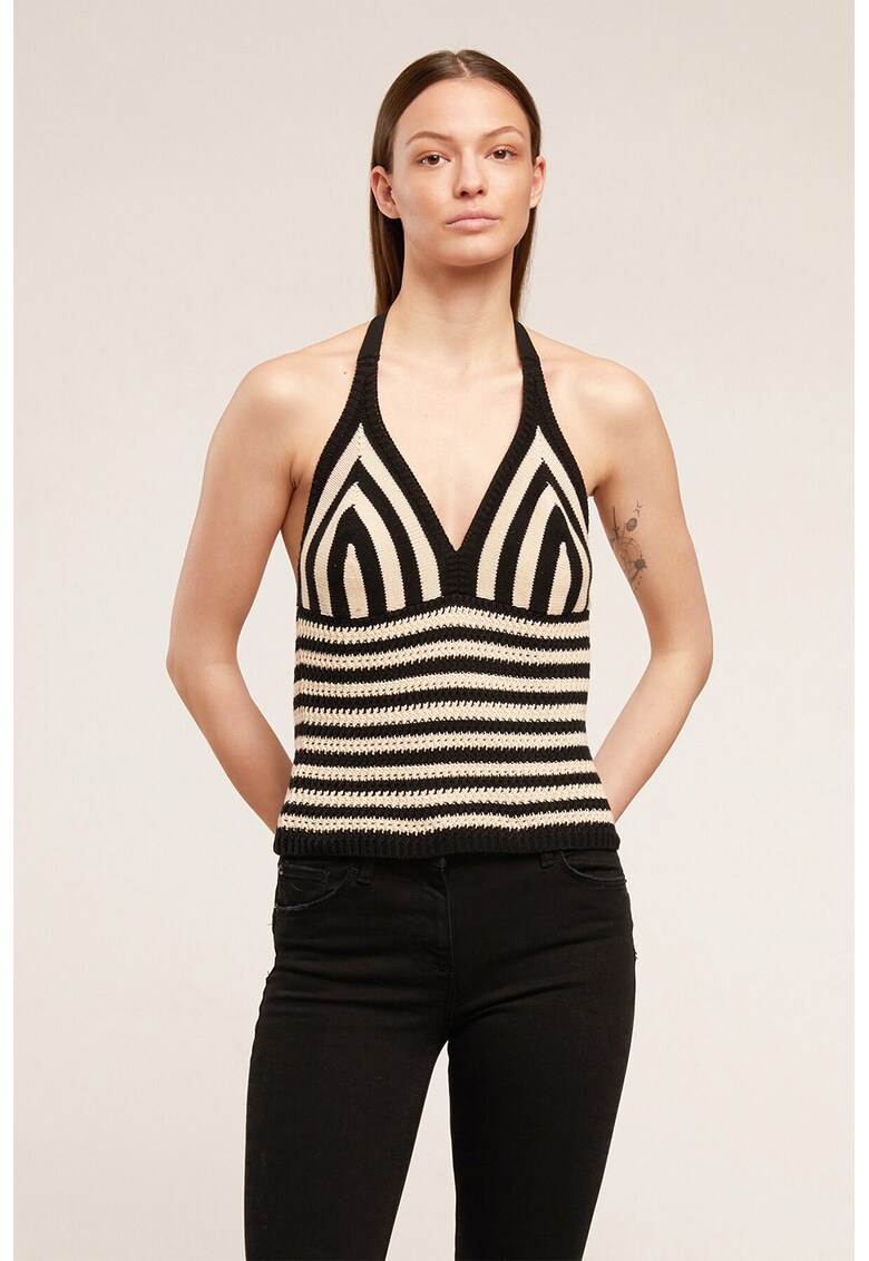 Top halter din tricot