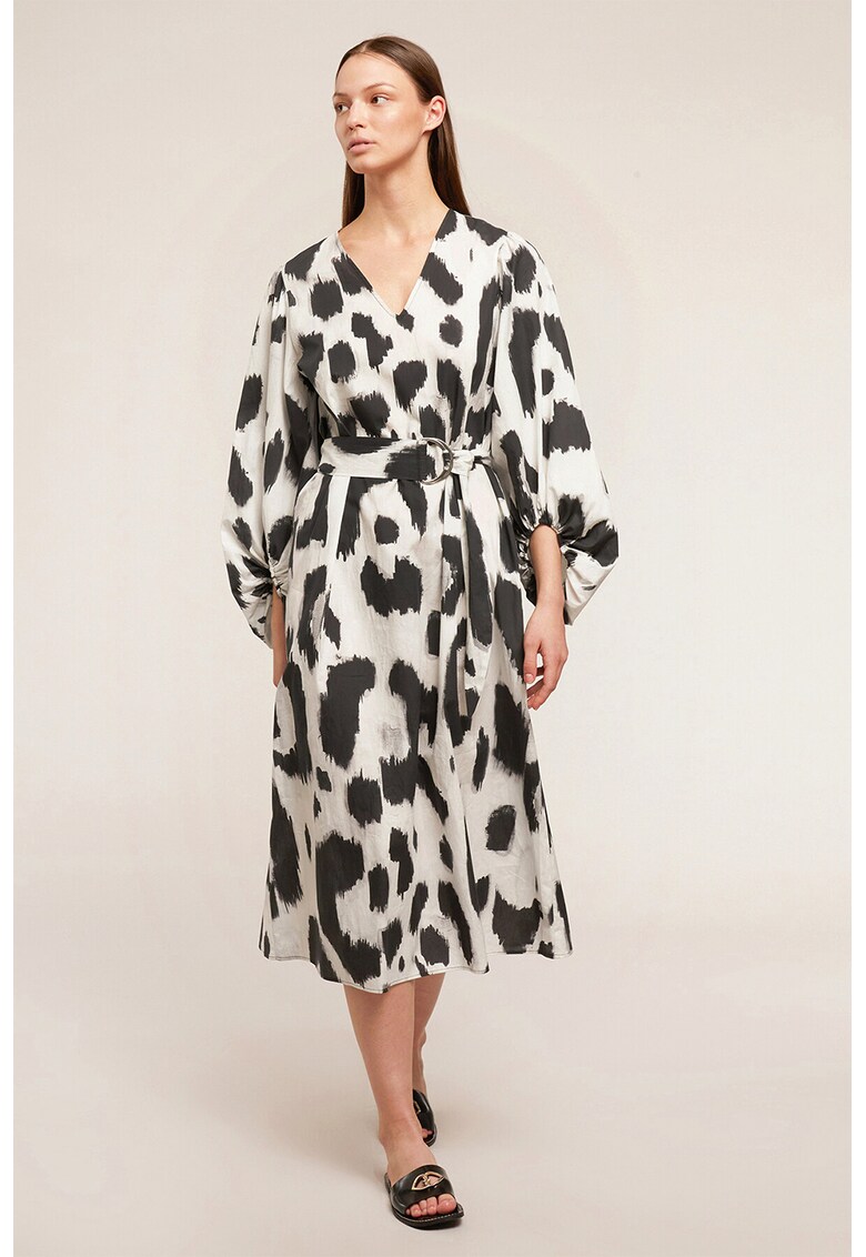 Rochie midi evazata cu animal print