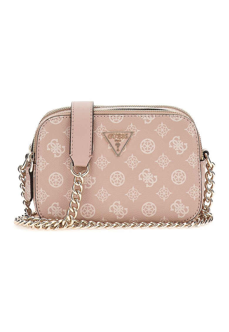 Geanta crossbody cu model monograma Noelle - Alb/Roz pastel