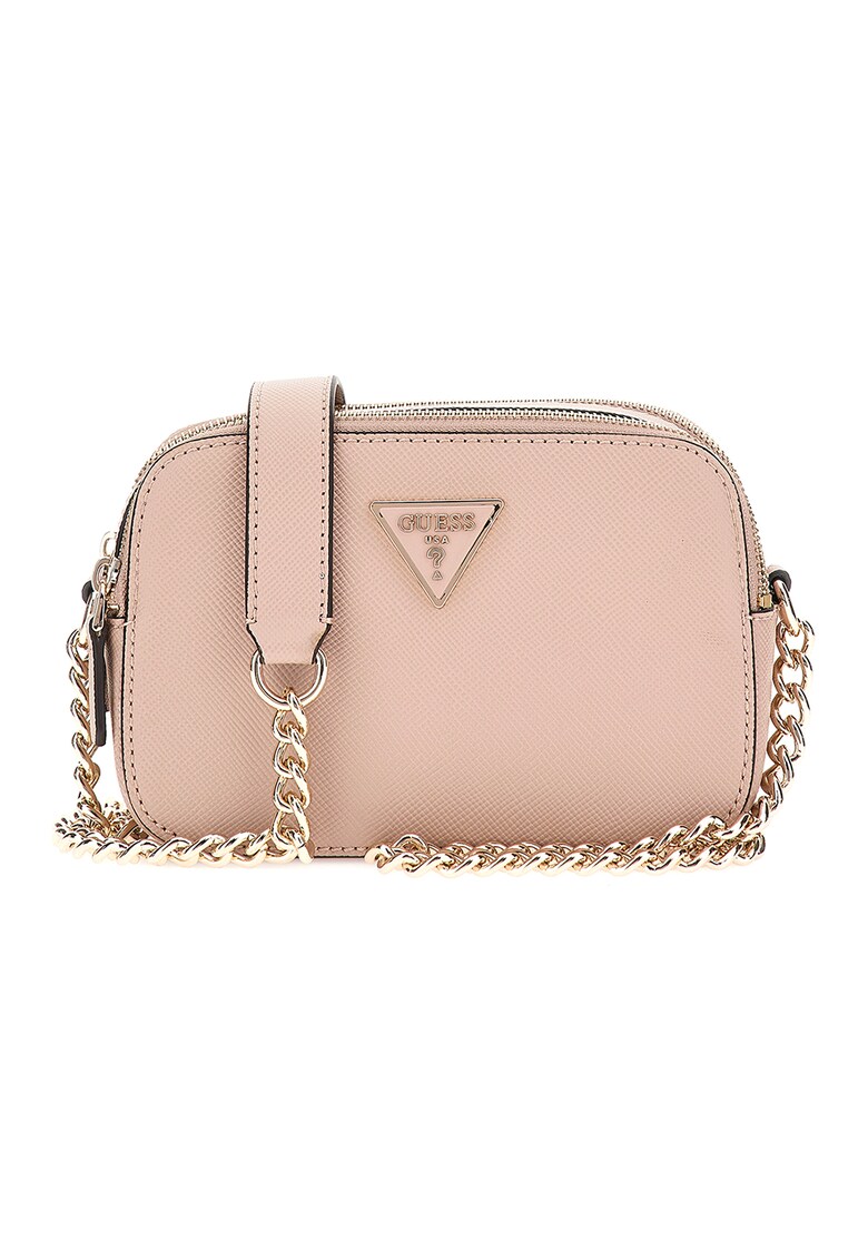 Geanta crossbody de piele saffiano sintetica Noelle - Roz pastel